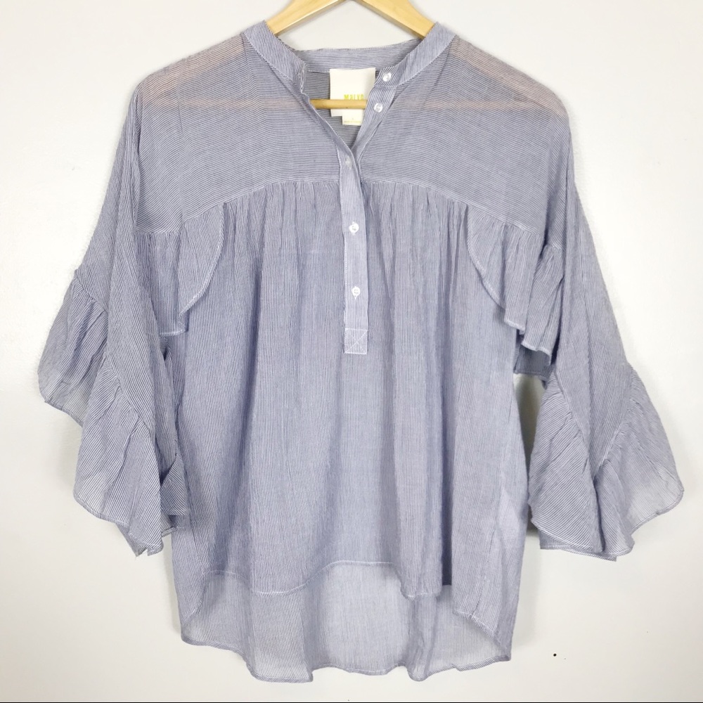 🍓Anthropologie | Maeve Top - Striped Blue & White